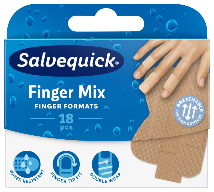 Plaster Salvequick Finger Mix – 18 stk.